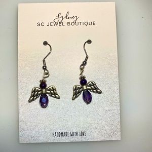 Handmade purple angel earrings